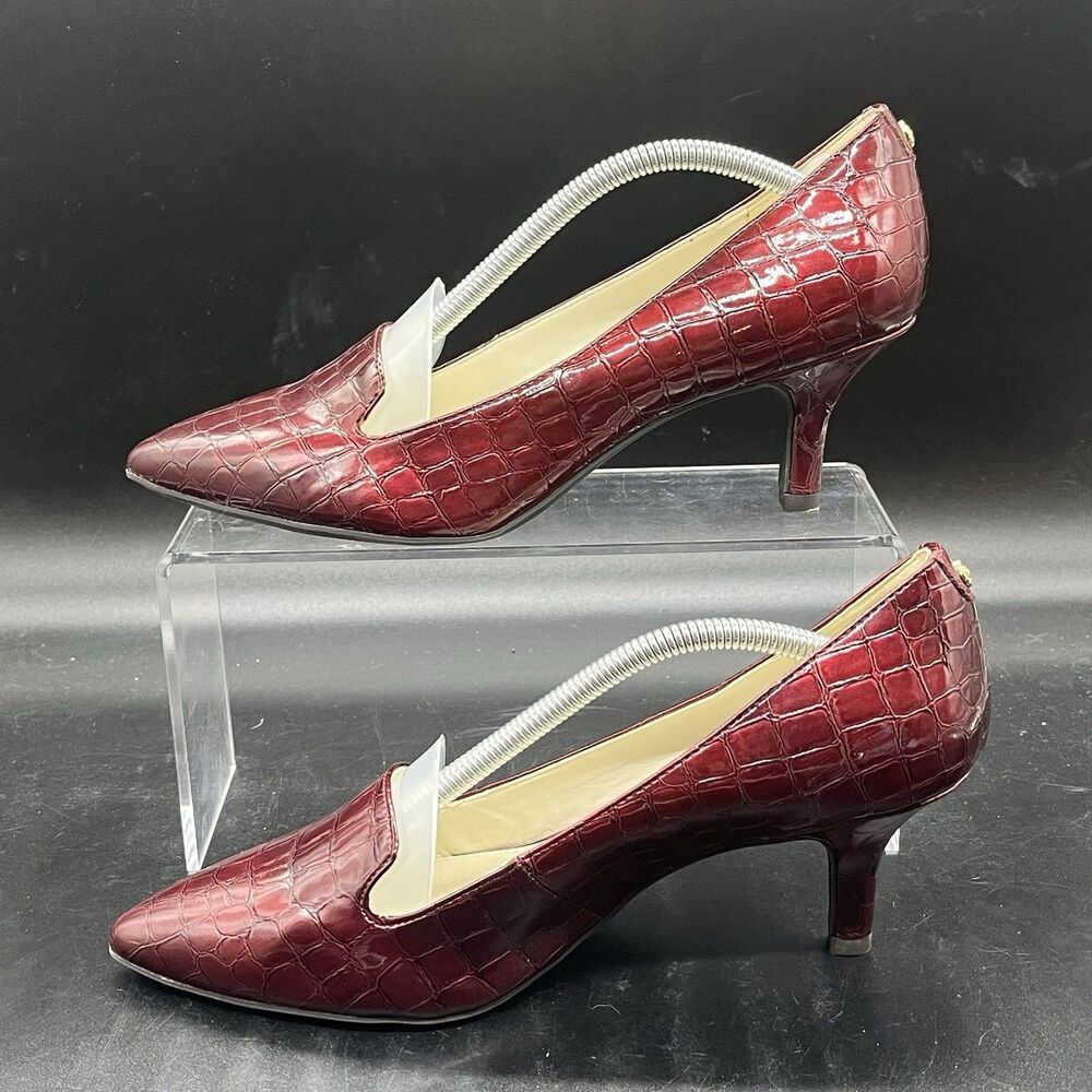 Anne Klein red Felice Iflex Pumps Women Size 7.5M Kitten Patent Leather Heels - Picture 2 of 7
